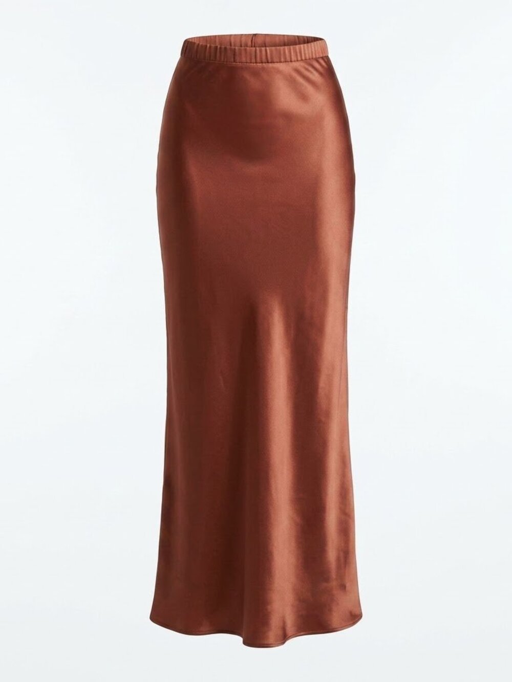 Nation LTD Satin Midi Skirt XS Bronze Brown Silky Slip Bias Cut Coquette Minimal